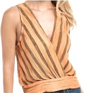 Ramy Brook Surplice Wrap Sleeveless Top Yellow